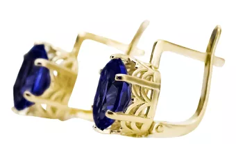 Auskarai Sapyras 14k geltono aukso Vintažiniai papuošalai vec003y